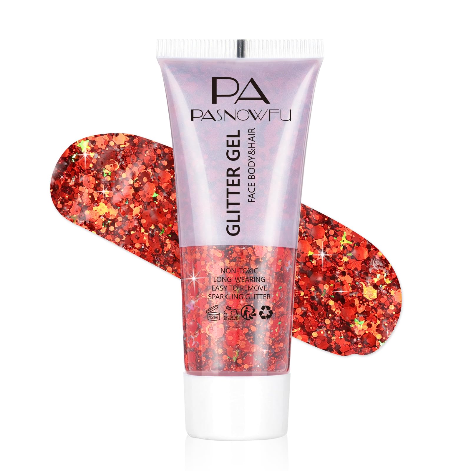 PASNOWFU Body Glitter Gel, Holographic Shimmer Face Glitter for Rave, Rave Accessories for Women,Festival outfits for women Mermaid Face Sequins Gel Festival accessories, Carnival, Concert Makeup