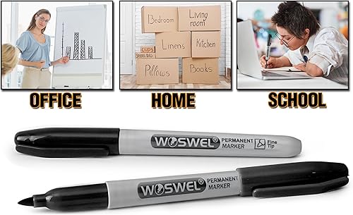 Miniatura 6 de Marcadores permanentes a granel, paquete de 50 rotuladores permanentes negros, punta fina, impermeables, de secado rápido, escritura suave, se