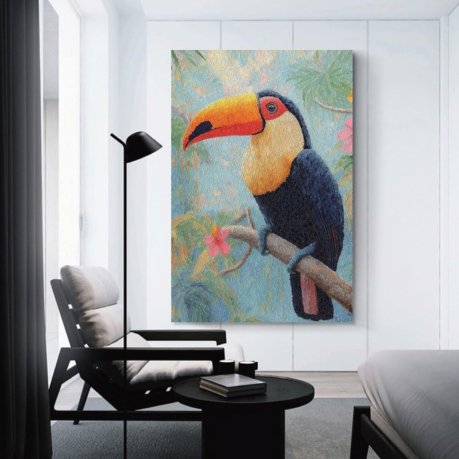 Junmoney Wall Art Print Toucan Perched on A Branch, 16x24inch(40x60cm), for Bedrooms, Workspaces And Everyday Interiors, Stylish Home Artwork for Focal Walls
