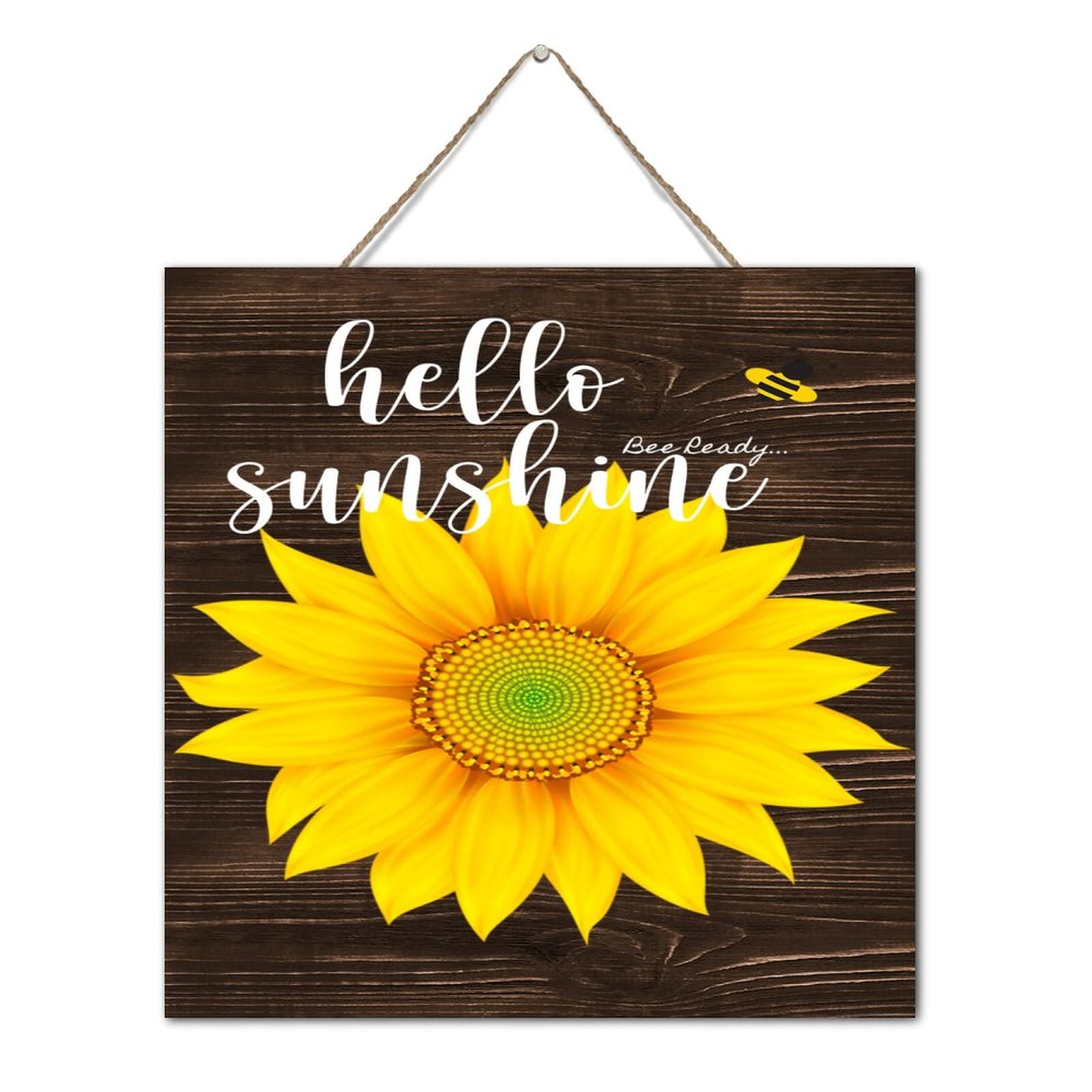 Plaque en bois pour embellir un mur vide decoration retro Hello Sunshine