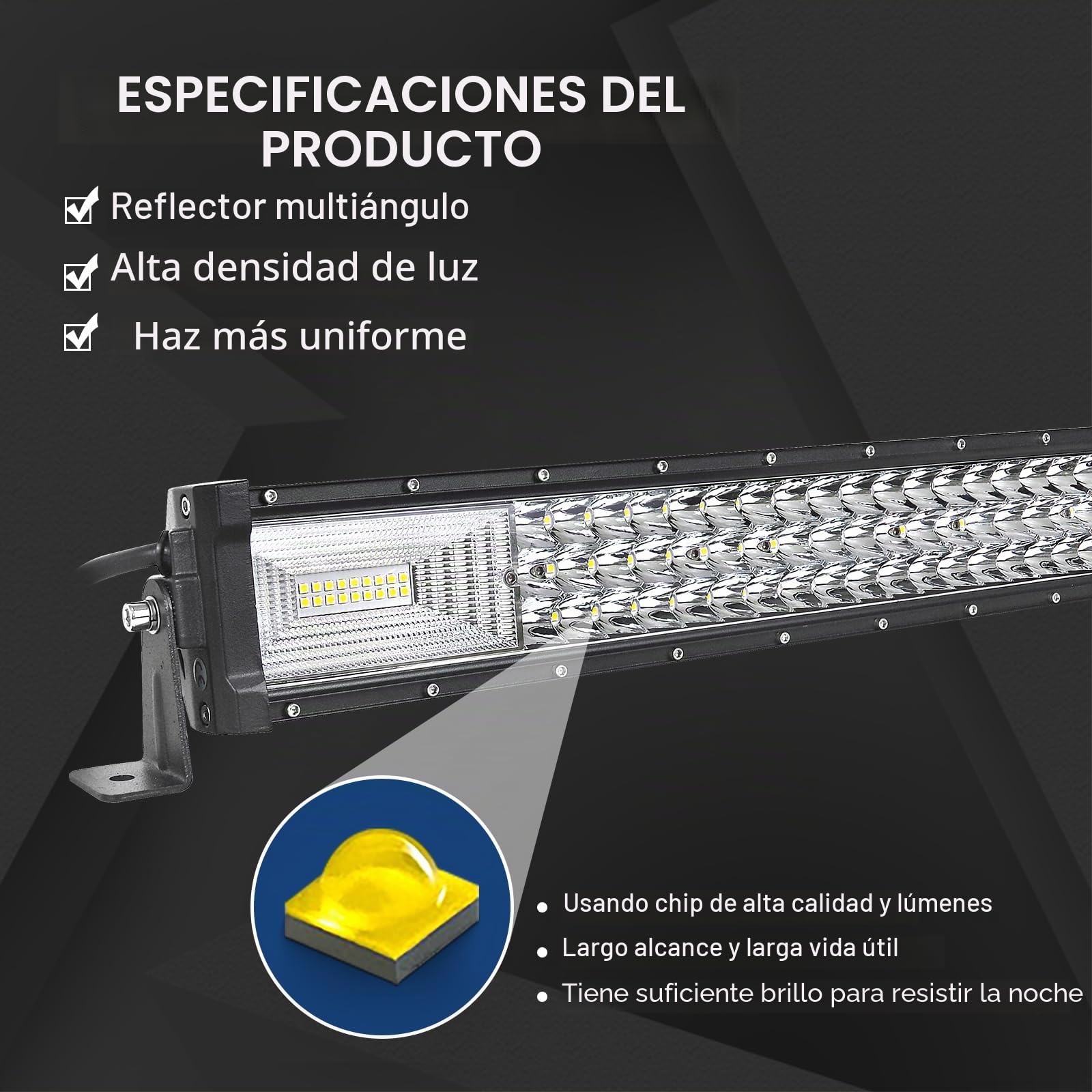 Willpower Barra Led Coche 42'' 107cm 540W Barra de Luz Led Fila Triple Con Arnés de Cableado Faro Led Focos Led 12V 24V Barras Led Trabajo para 4x4 Tractor SUV ATV UTV Camion Barco Todoterreno