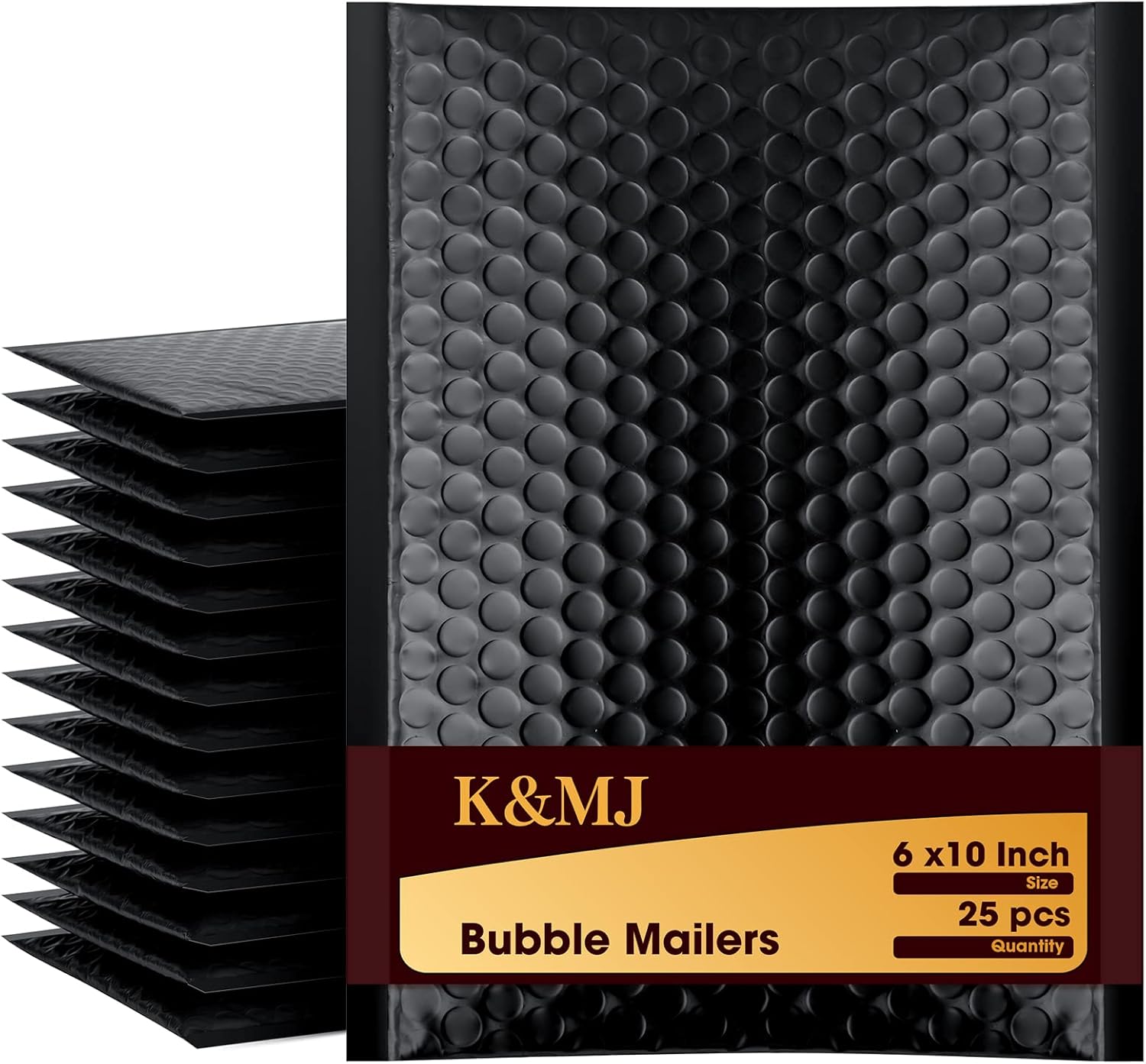 K&MJ 6x10 Bubble Mailer,25 Pc,Black Bubble Mailers for