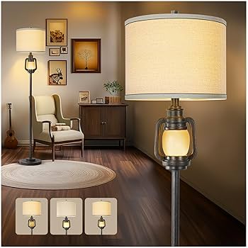 Floor Lamp for Living Room Vintage Standing Lamp with Linen