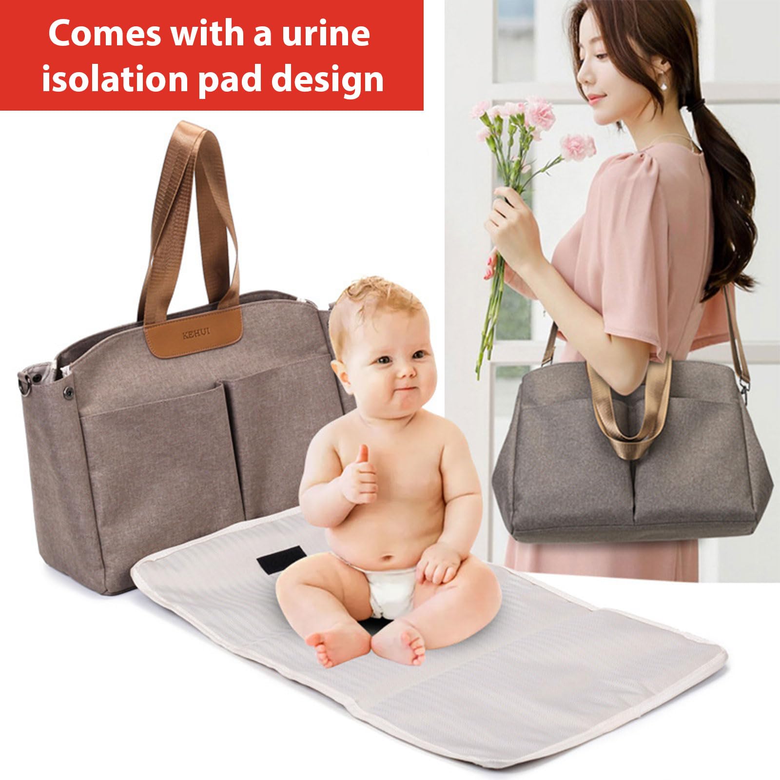 Borsa fasciatoio da appendere per passeggino, borsa a tracolla, grande capacità, con fasciatoio e borsa fasciatoio