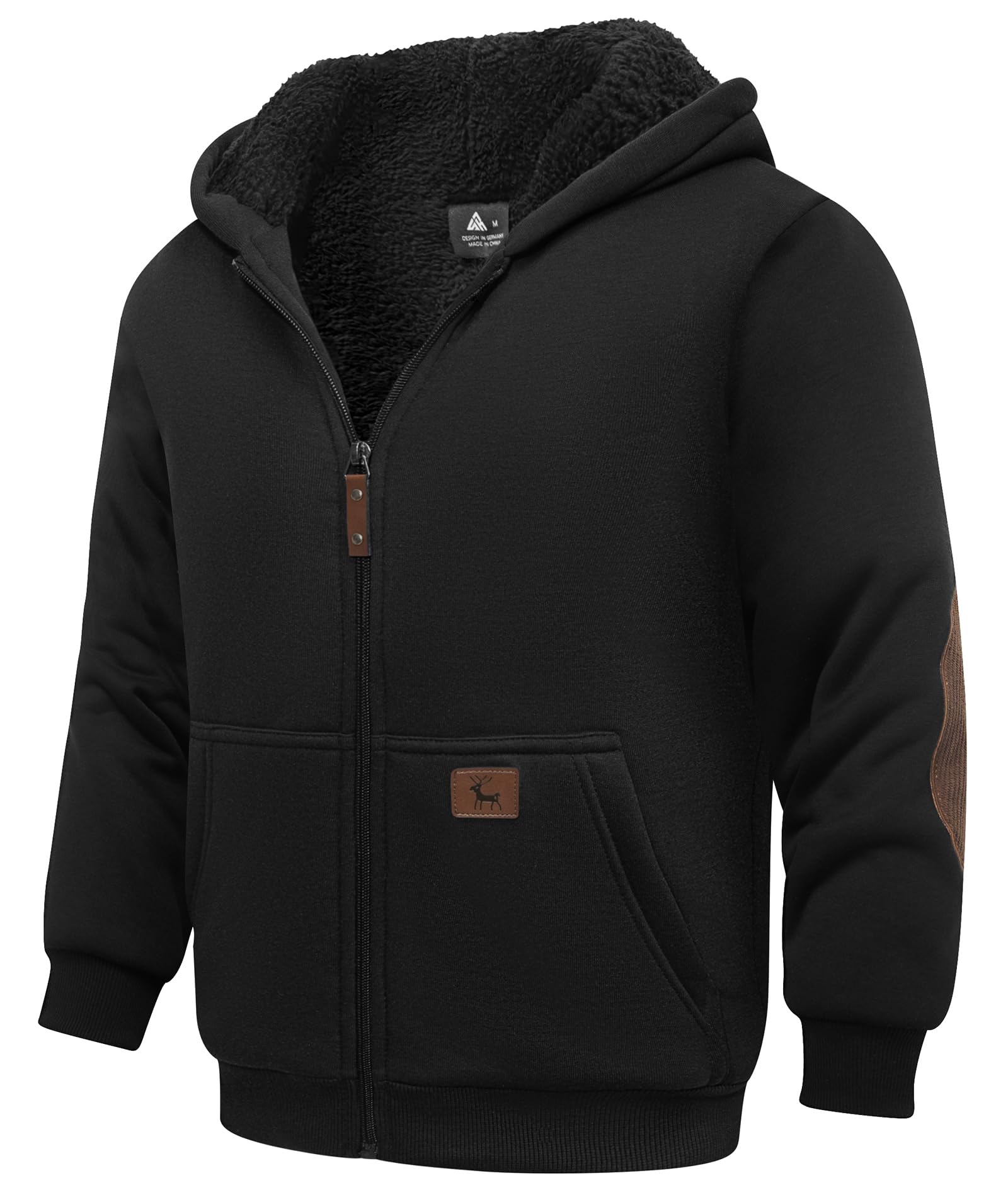 JACKETOWN Niños Sudadera Pullover con Capucha Sherpa Forrada Cremallera Completa Chaqueta Deportiva de Invierno con Capucha Cardigan