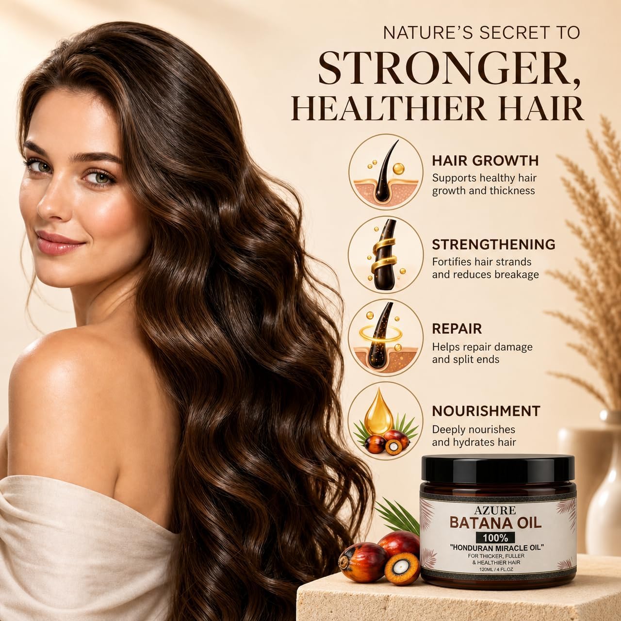 2pcs Azure Batana Oil for Hair Growth,100% Raw Organic Batana Hair Mask from Honduras,Effective for Hair Growth, Reduce Hair Shedding, Improve Hair Density & Shine for Women & Men