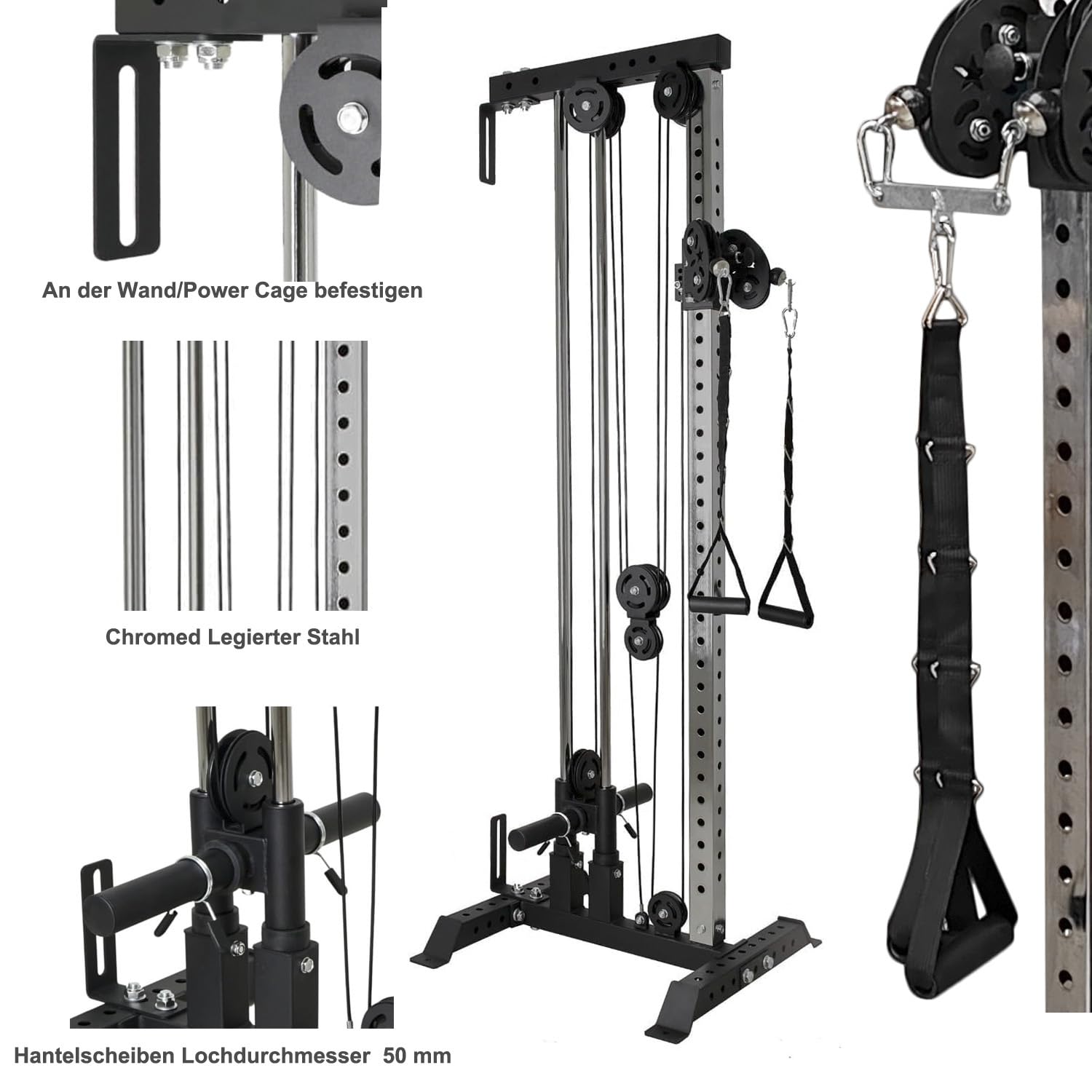 Train Hard® Wandmontage Latzugturm, Kabelzuganlage, Seilzugstation zur Brandneues Modell 2024