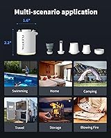 Vista 8 de FLEXTAILGEAR Bomba de aire de camping con luz de campamento, bomba de aire para inflables, bomba de colchón de aire portátil con flujo de aire