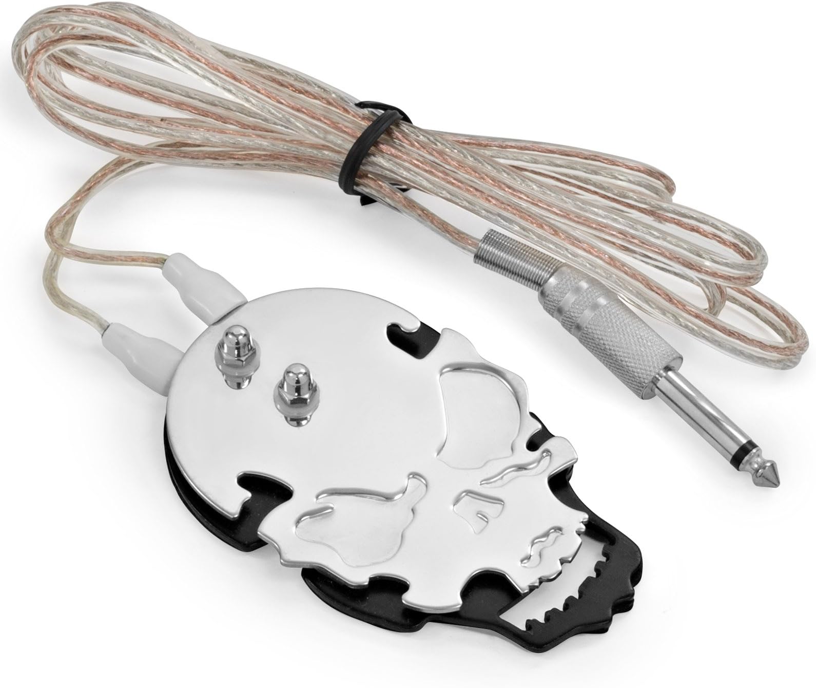 AmeriVolt Flat Stainless Steel Skull Tattoo Foot Pedal Switch w/ 6.5 ft. Cord - Silver