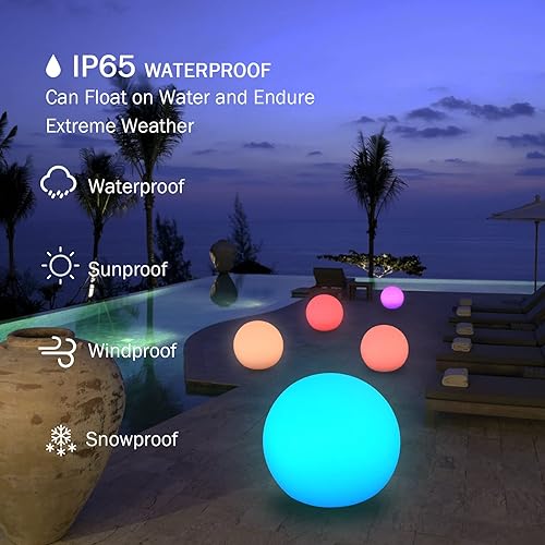 Miniatura 3 de Luces flotantes para piscina, bola LED de 8 pulgadas, accesorios recargables para bañera de hidromasaje con control remoto, lámpara de orbe de 16