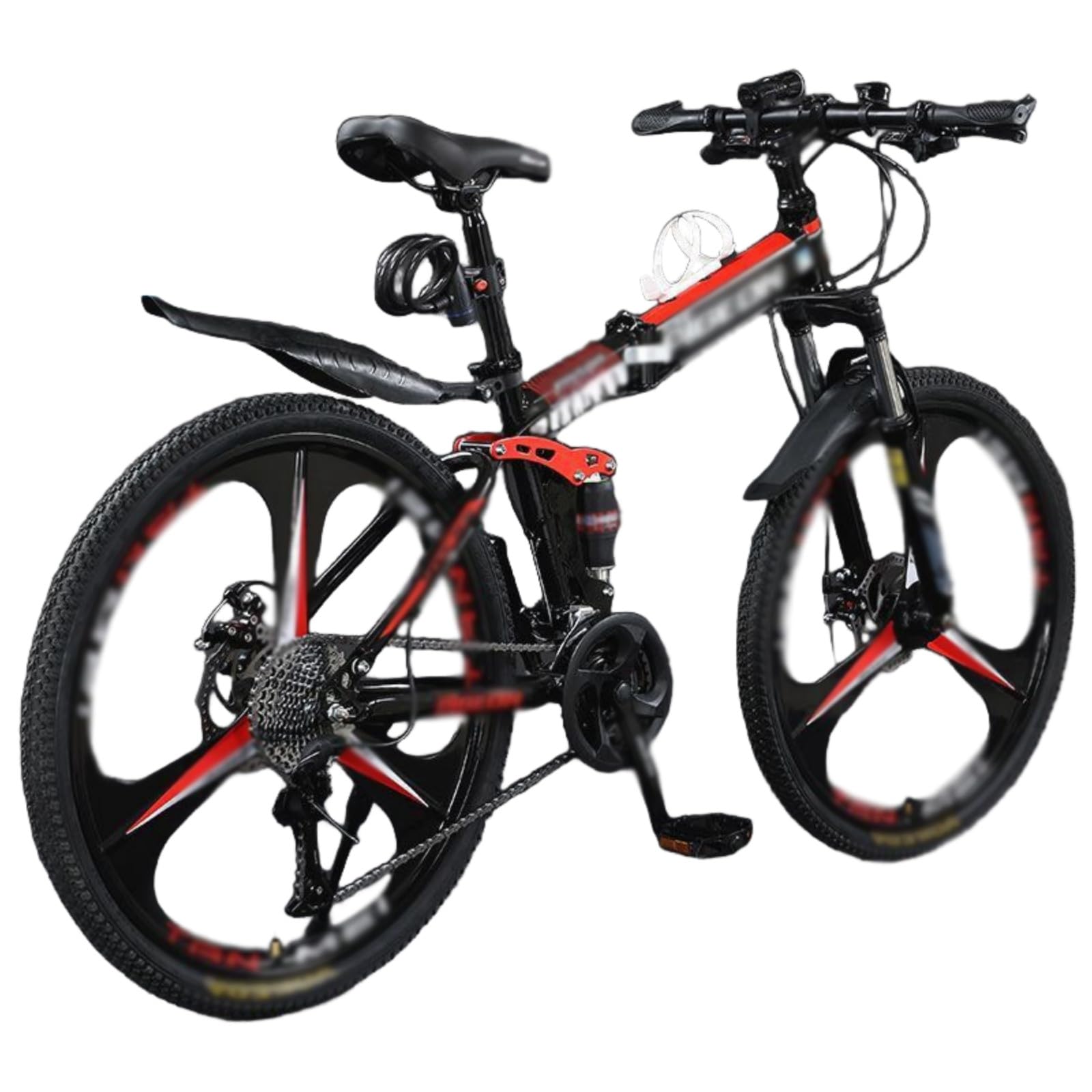 VTT Pliable pour Adulte De 24 À 26 Pouces, Double Suspension avec Roues À 3 Rayons, 21 Vitesses, pour Hommes Et Femmes, avec Garde-Boue