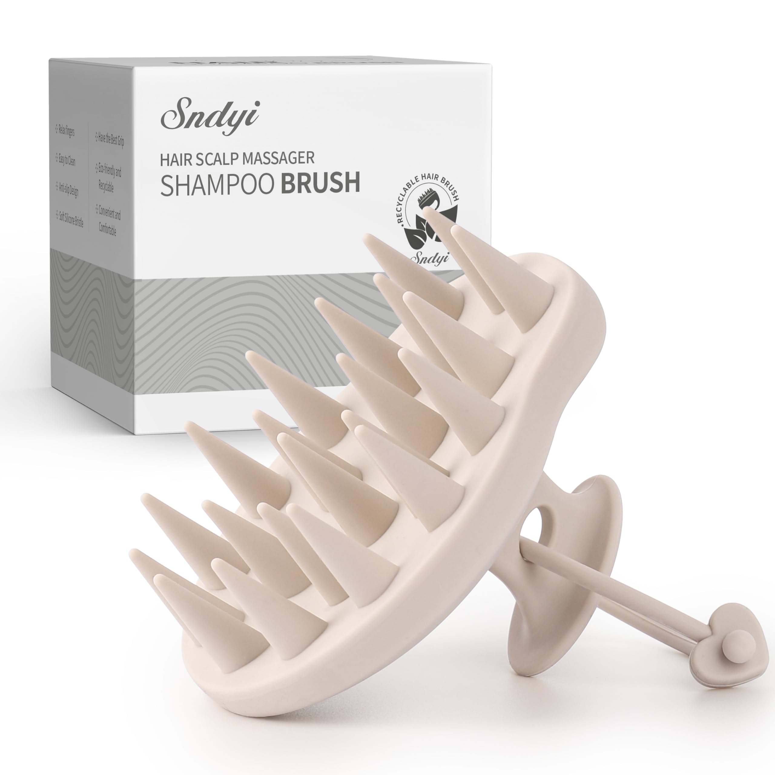 Sndyi Silikon Kopfhaut Massagebürste, Shampoo Bürste für Peeling und Kopfmassage, Premium Kopfmassage Bürste [Nass & Trocken], Reduziert Schuppen, Stimulieren das Haarwachstum