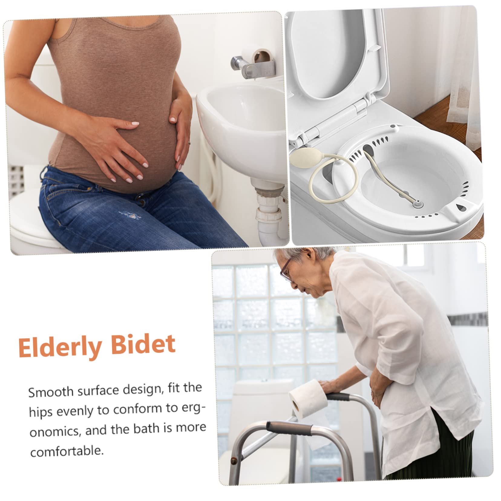 Bacino Sitz Bath Bianco in Pp per Assistenza Post Parto | Design Ergonomico e Struttura Ispessita, per Donne in Gravidanza e Persone Sedute, Uso Igienico Quotidiano