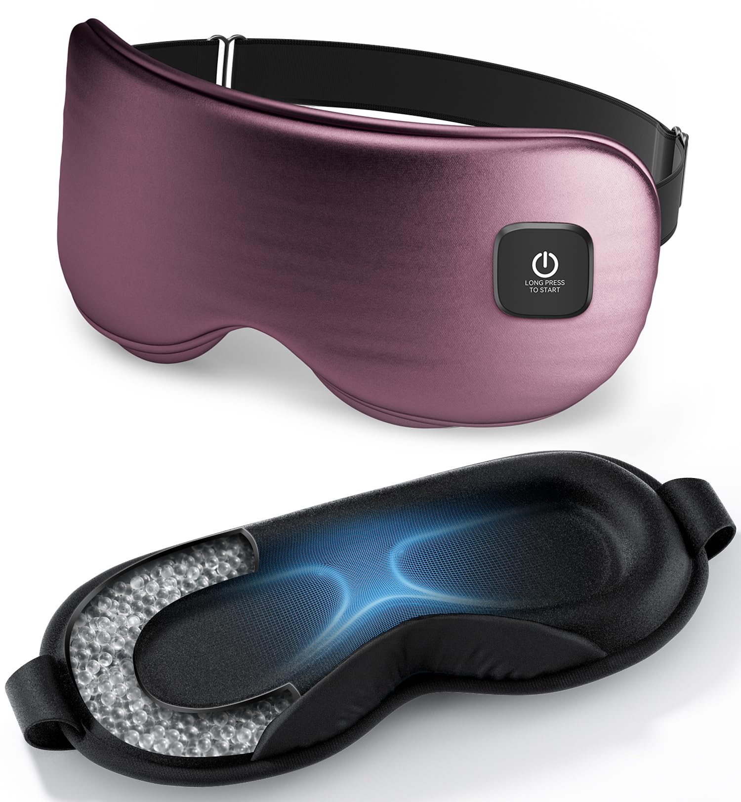 Heated Eye Mask with Weighted Sleep Mask Set - 3-Temperature Adjustable Heating 3D Contoured Cup for Women Men