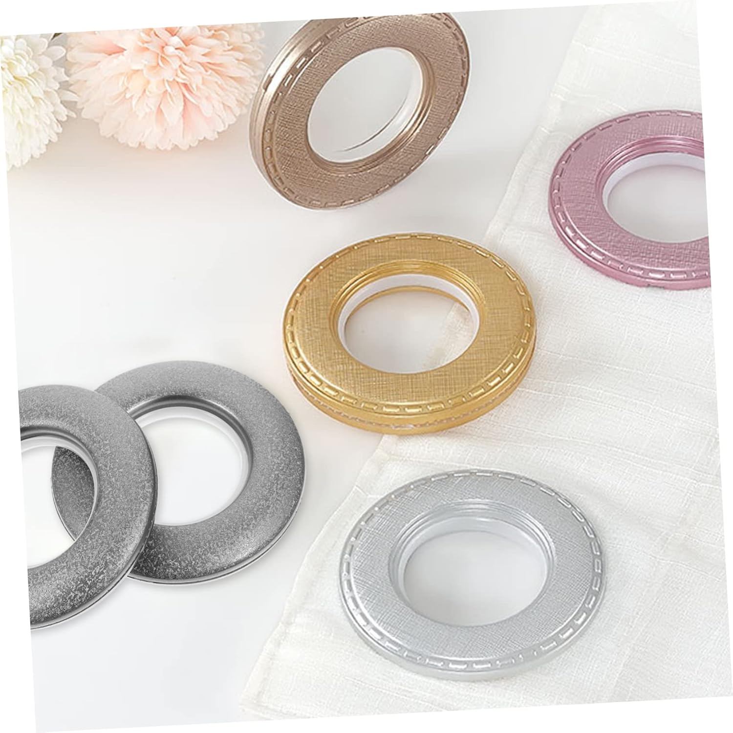 80pcs Self Locking Curtain Rings Drapes Adjustable Curtains Drapery Window Curtain Plastic Curtain Grommets Curtain Reusable Rings Self-Lock Grommet Round Curtain Rings Pp Silver