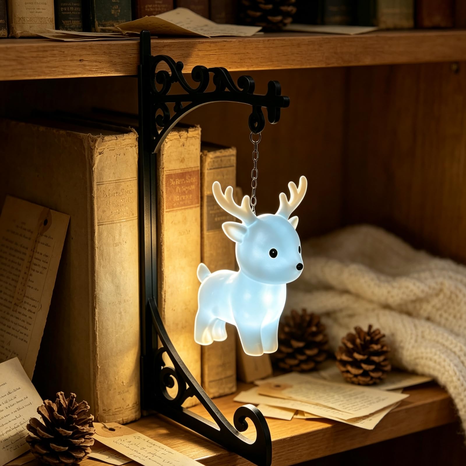 Vintage LED Nachtlicht mit Eulenmotiv, Dekorative Bücherregal Lampe, Warmes Licht für Schreibtisch, Leseecke & Innendekoration (Light Blue,15cm)