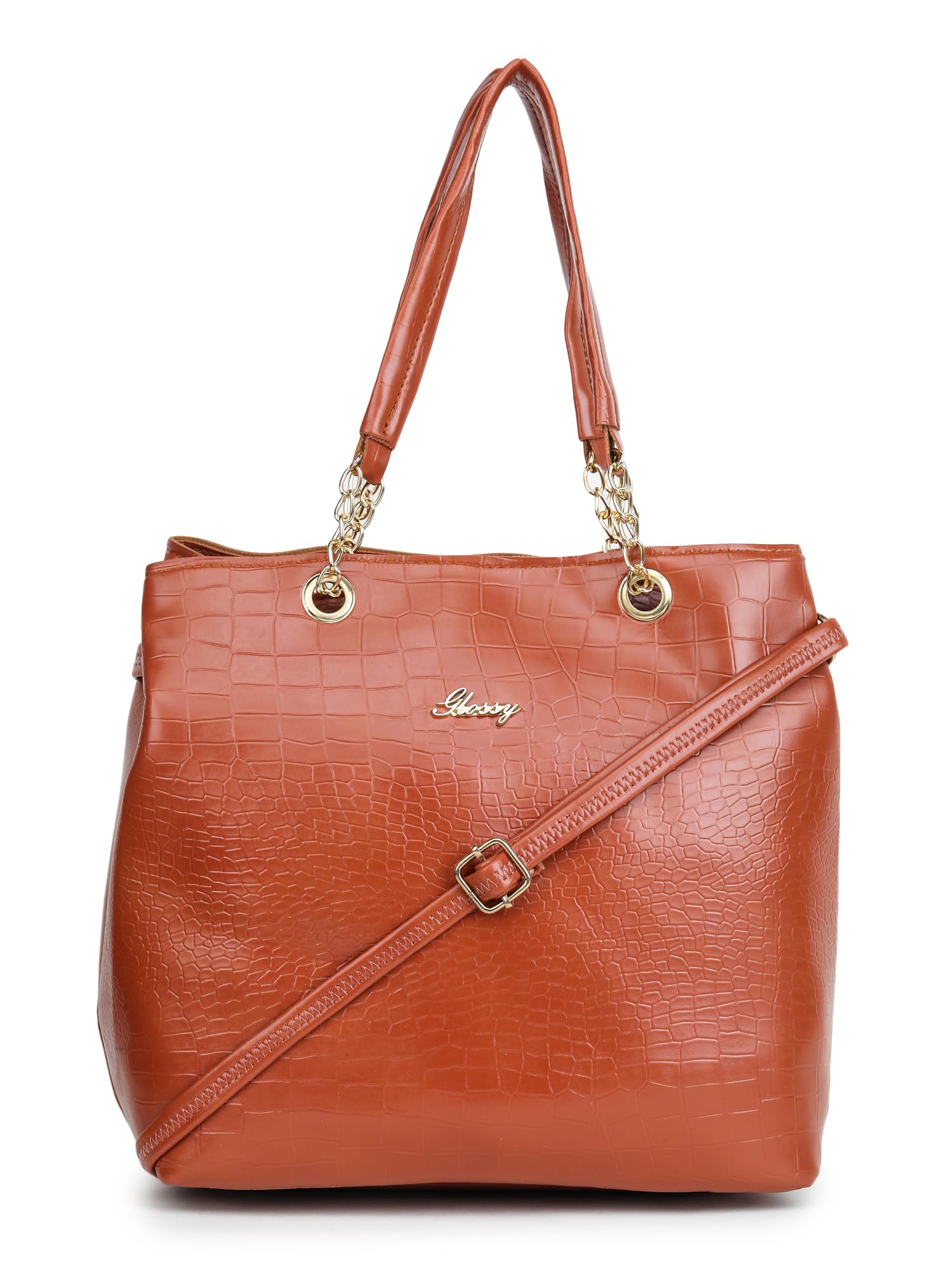 GLOSSY women handbag/shoulder bag/sling bag/non-detachable strap/spacious double compartments (Tan) (B0CG439KQ2) Amazon Price History, Amazon Price Tracker