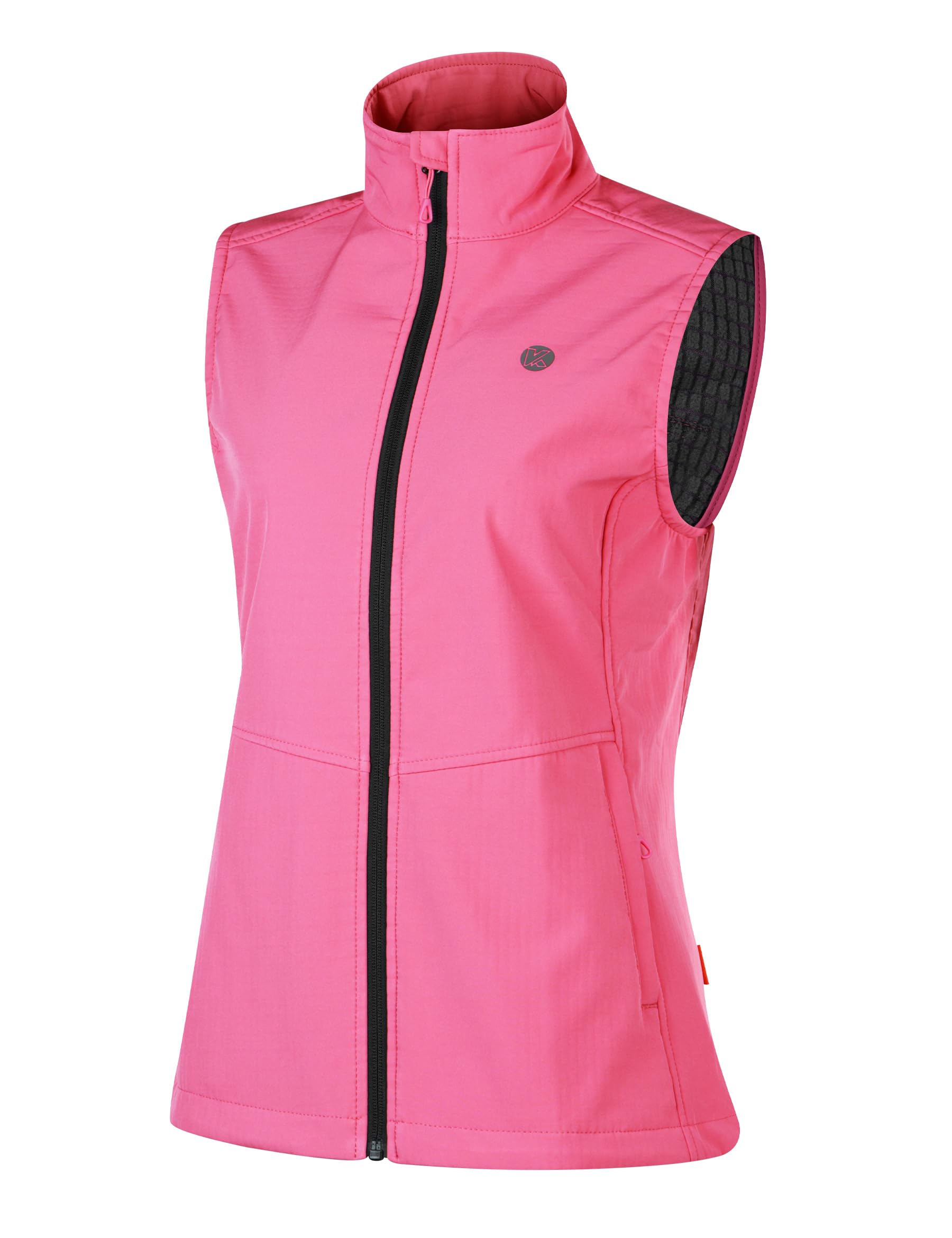 KUTOOK Damen Softshell Weste Leicht Ärmellos 4 Taschen Stehkragen Winddicht Warm Fleeceweste für Laufen Hundesport Golf Wandern Camping HC205