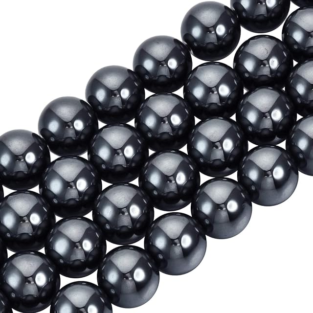 OLYCRAFT 150PCS Grade A Hematite Beads 8mm Non-Magnetic Metal Round Loose Beads Strand Hematite Gemstone Beads for Necklace Earring Pendant Jewelry Making