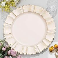 Vista 29 de Efavormart 6 Pack 13" Gold Acrylic Plastic Dinner Plate Chargers With Gold Brushed Wavy Scalloped Rim