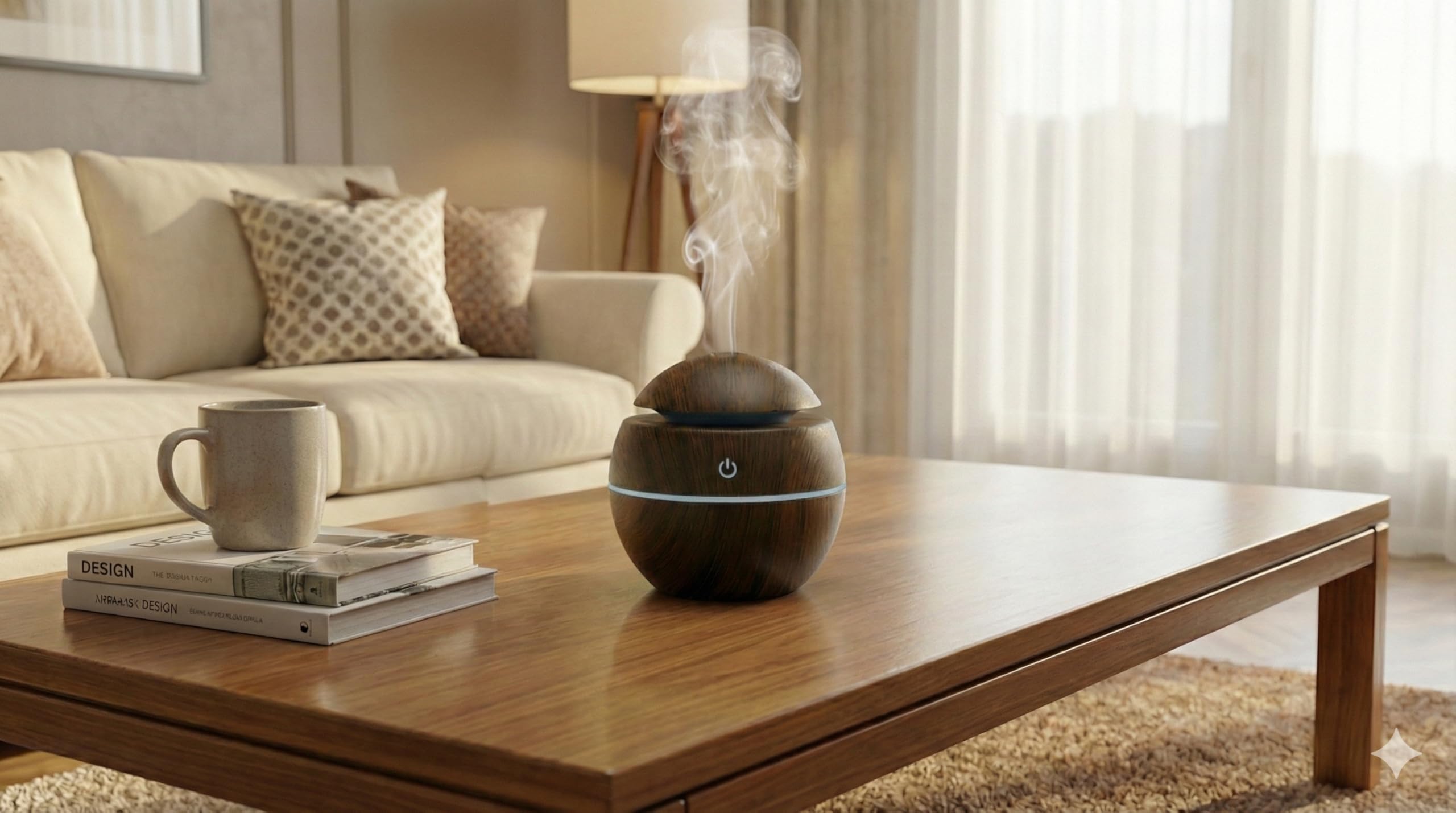 Vios Store Ultrasonik Hava Nemlendirici ve Aroma Difüzörü - 3 Farklı Renk Seçeneği (Beyaz, Açık ve Koyu Ahşap) - Küre Tasarım Buhar Makinesi, LED Işıklı ve Sessiz Oda Kokusu Yayıcı (USB) (KOYU AHŞAP)