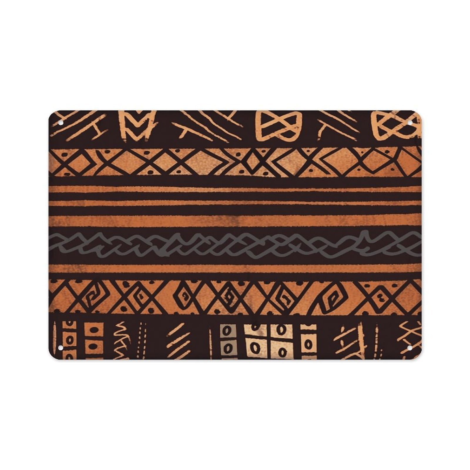 VstaDank Vintage Metal Sign Sublimation Aluminum African Mud Cloth Tribal Plaque Sign Weatherproof Art Decorative Wall Plate Boho Aluminum Wall Hanging Decor Retro Poster Plaque 8x12in