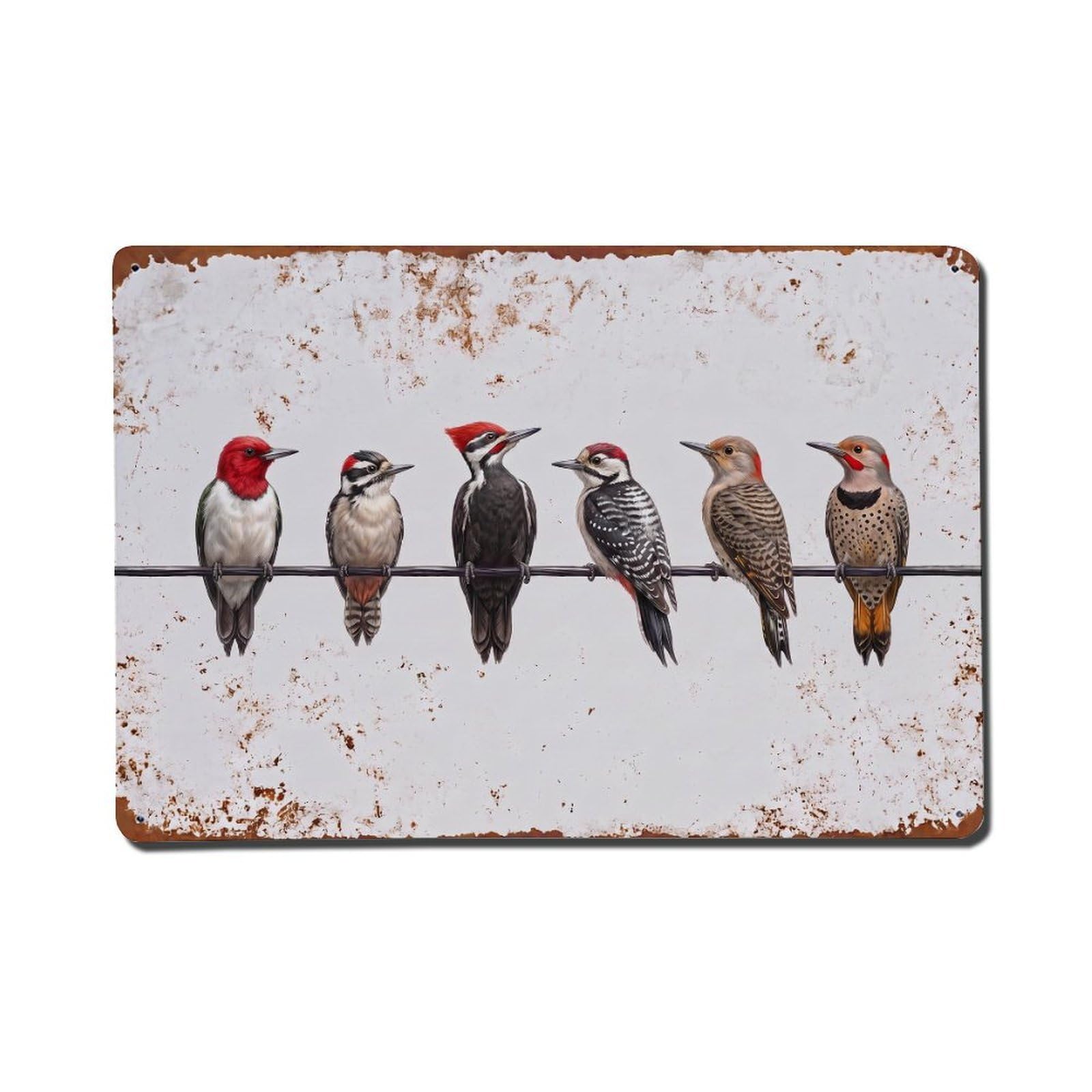 Vintage Retro Birds Woodpecker Metal Tin Sign