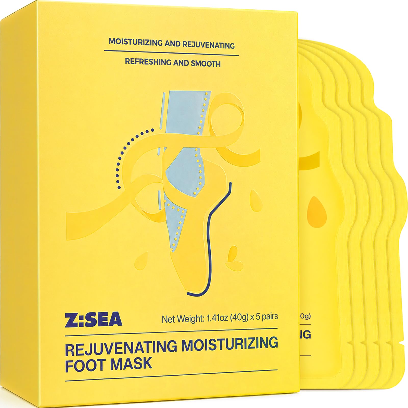 Z:SEA Foot Peeling Mask Exfoliating Socks for Dry Cracked Heels, 5 Pack