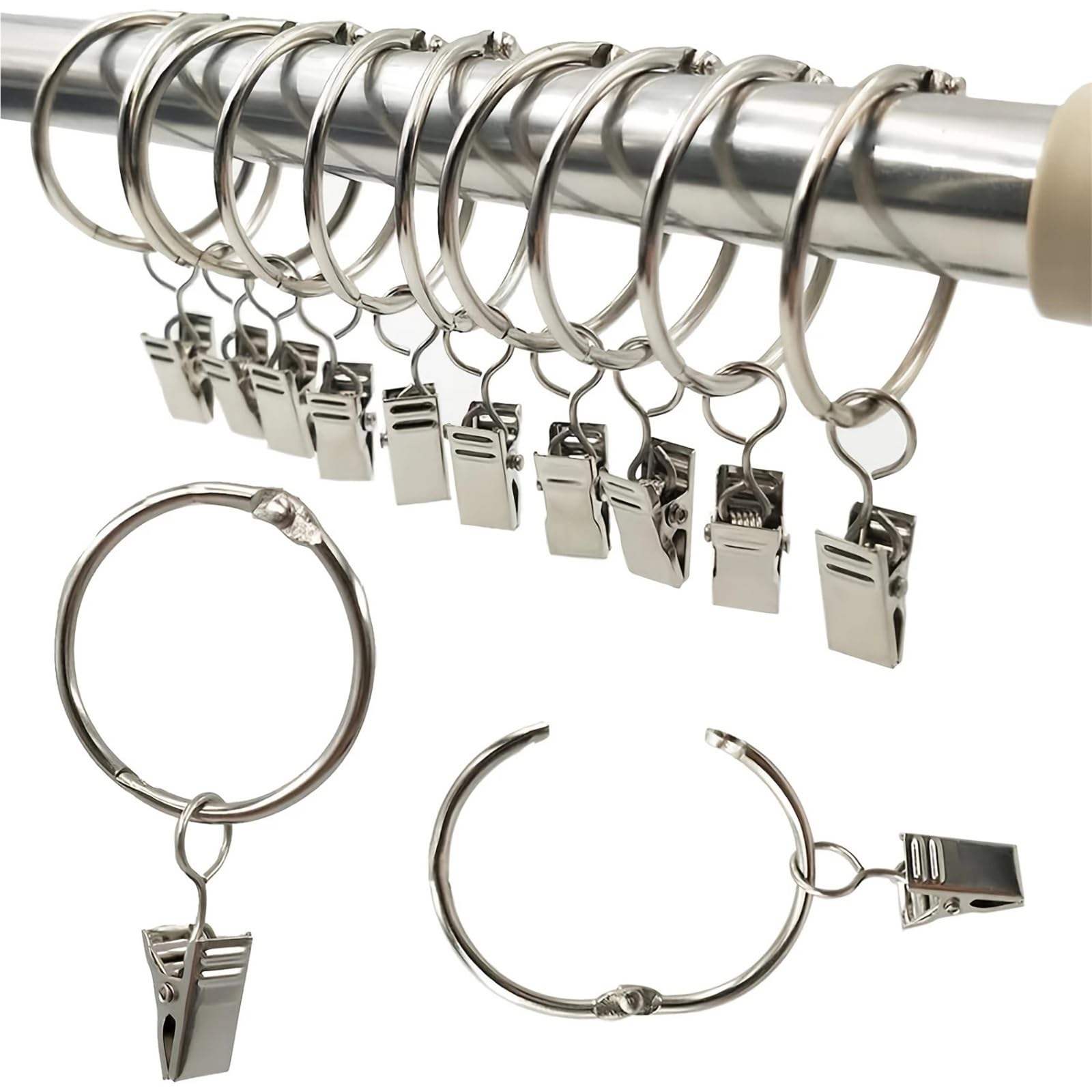 Clips For Anillos De Cortina Metal Resistentes (20, 40 Y 60 Unidades)(60PCS)
