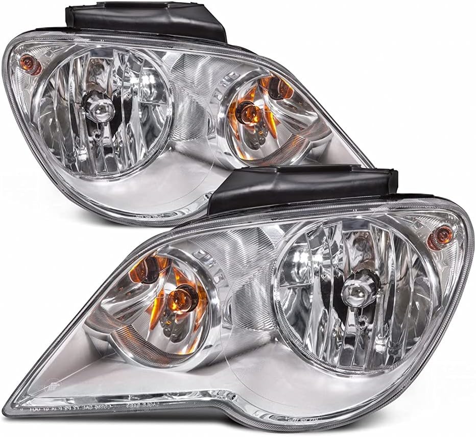 KarParts360 For Chrysler Pacifica Headlight Assembly 2007 2008 Driver and Passenger Side Pair w/Bulbs Replaces CH2518120 CH2519120