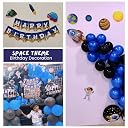 FI - FLICK IN 55 pcs Space Theme Birthday Decoration Kit Banner Planet Astronaut Cutouts Cake Topper Props Metallic Balloon Happy Birthday Space Theme Decoration for Boys (Pack of 55, Multicolor) gallery image