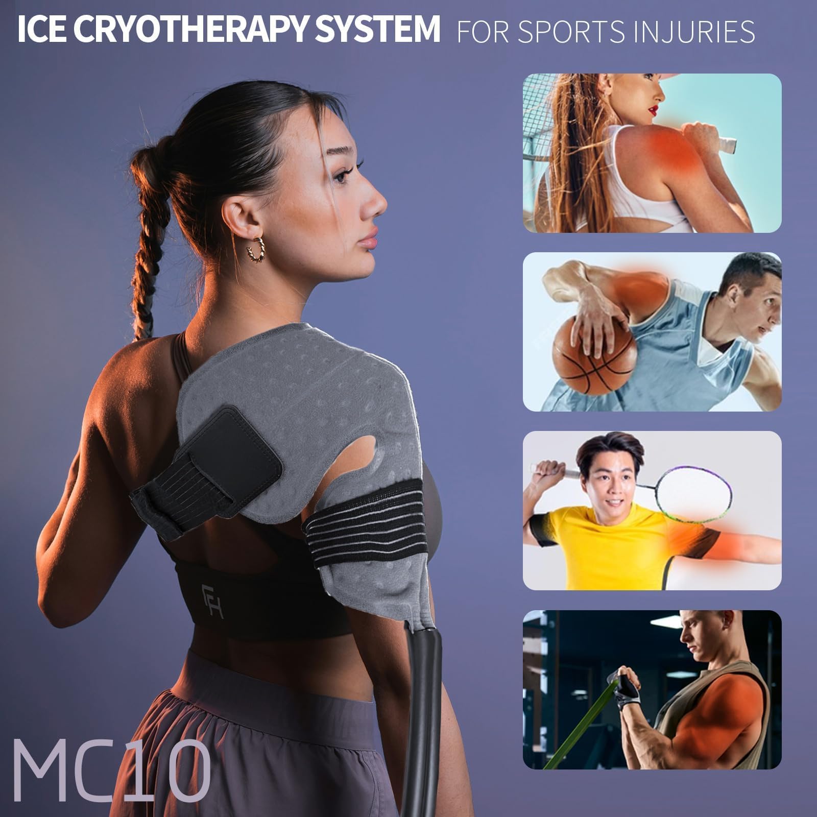 Máquina de terapia de frío para hombro con temporizador programable, máquina de hielo portátil para hombro después de la cirugía, sistema de recuperación de reemplazo ligero, alivio del dolor de