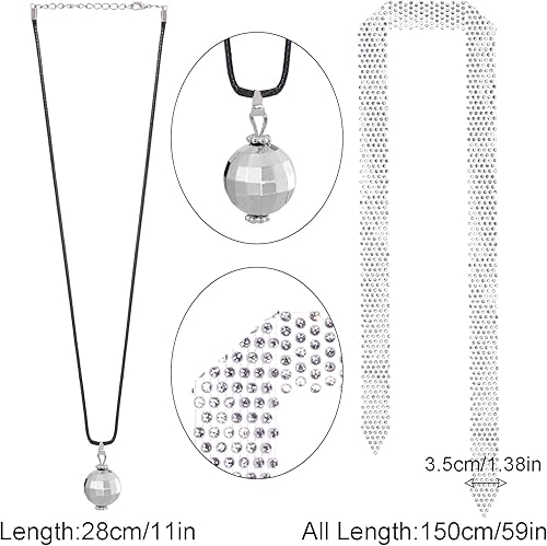 Miniatura 4 de Juego de accesorios de discoteca de los años 70 para mujer, bufanda de lentejuelas de discoteca con
