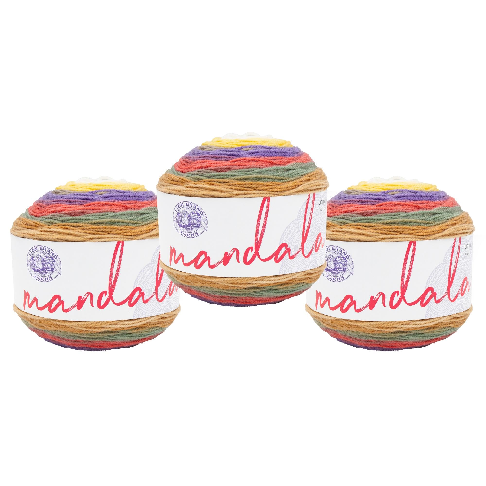 Lion Brand Yarn Mandala, Multicolor Yarn for Knitting, Crochet and Crafting, Moomba, 3 Pack
