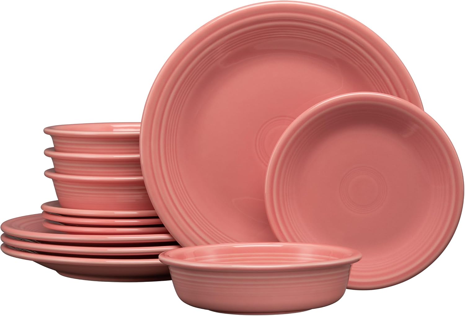 Fiesta® Classic Rim 12-Piece Dinnerware Set – Durable Ceramic, Lead-Safe, Dishwasher/Microwave/Oven Safe – Made in USA Dinnerware - White