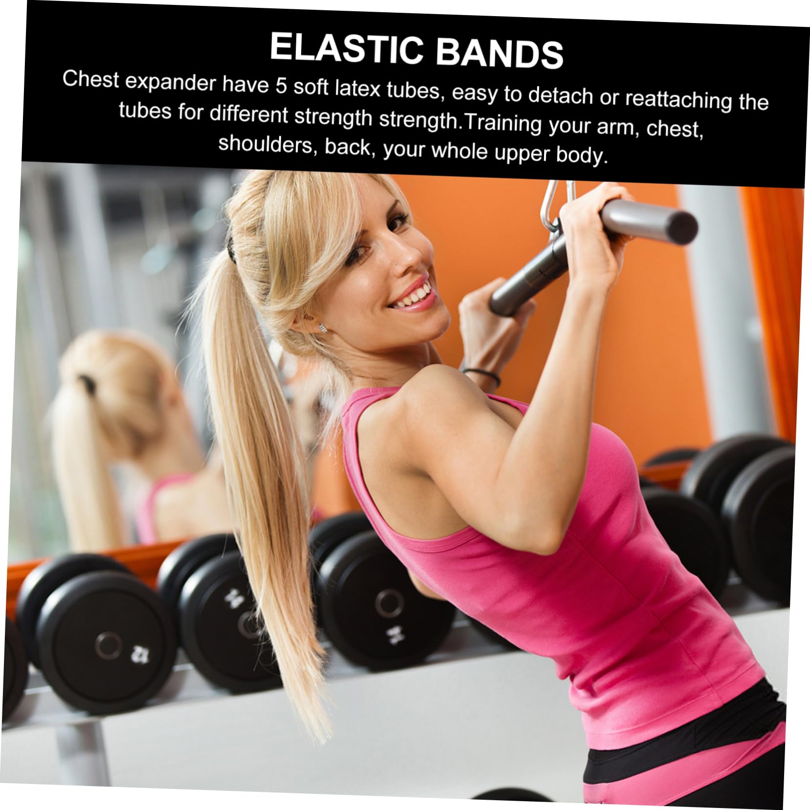 KOMBIUDA Latex Brustzieher mit 5 Widerstandsbändern für Muskeltraining und Kraftaufbau Leichtes Trainingsgerät für Rücken und Schultern im Fitnessstudio oder Büro