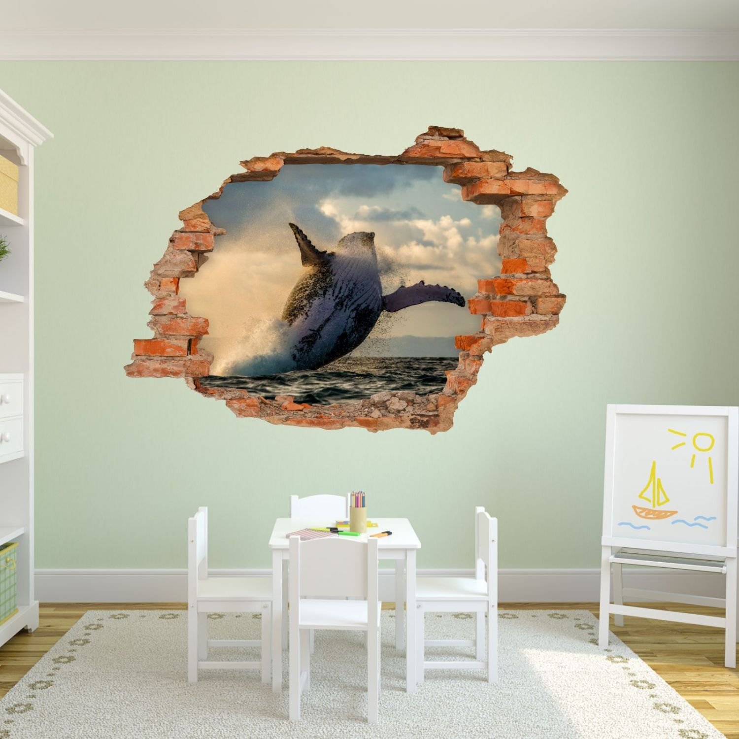 nikima 096 - Adesivo da parete "Buckelwal Meer", in 4 misure, per cameretta dei bambini, dimensioni 1250 x 870 mm