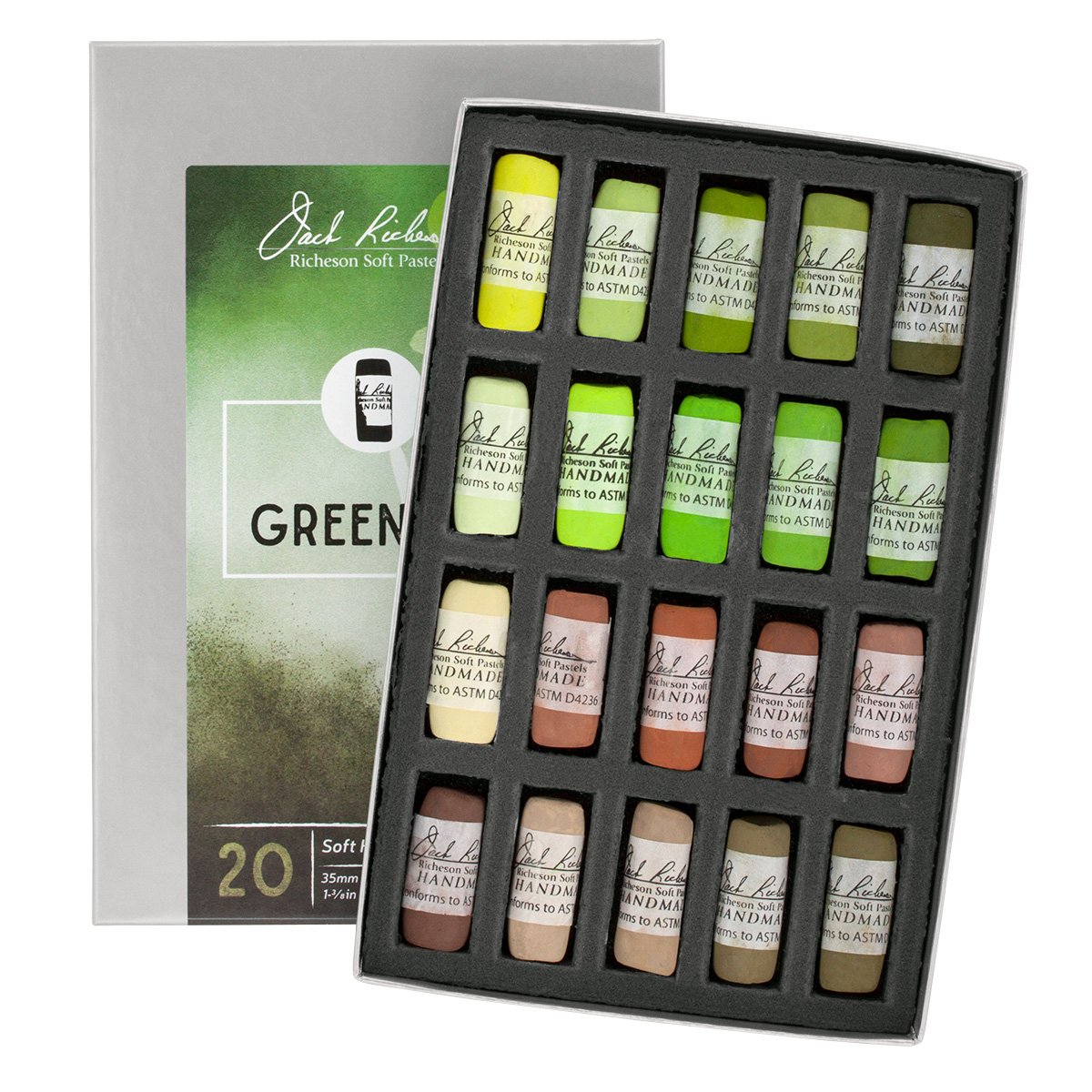 Jack Richeson 20 Piece Landscape Greenery 1 Hand Rolled Soft Pastel Set