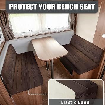 3D Wood 2Pcs RV Sofa Cover 2 Set RV Dinette Cushion Covers Elastic Cushion Slipcovers Loveseat Furniture Protector for RV Camper