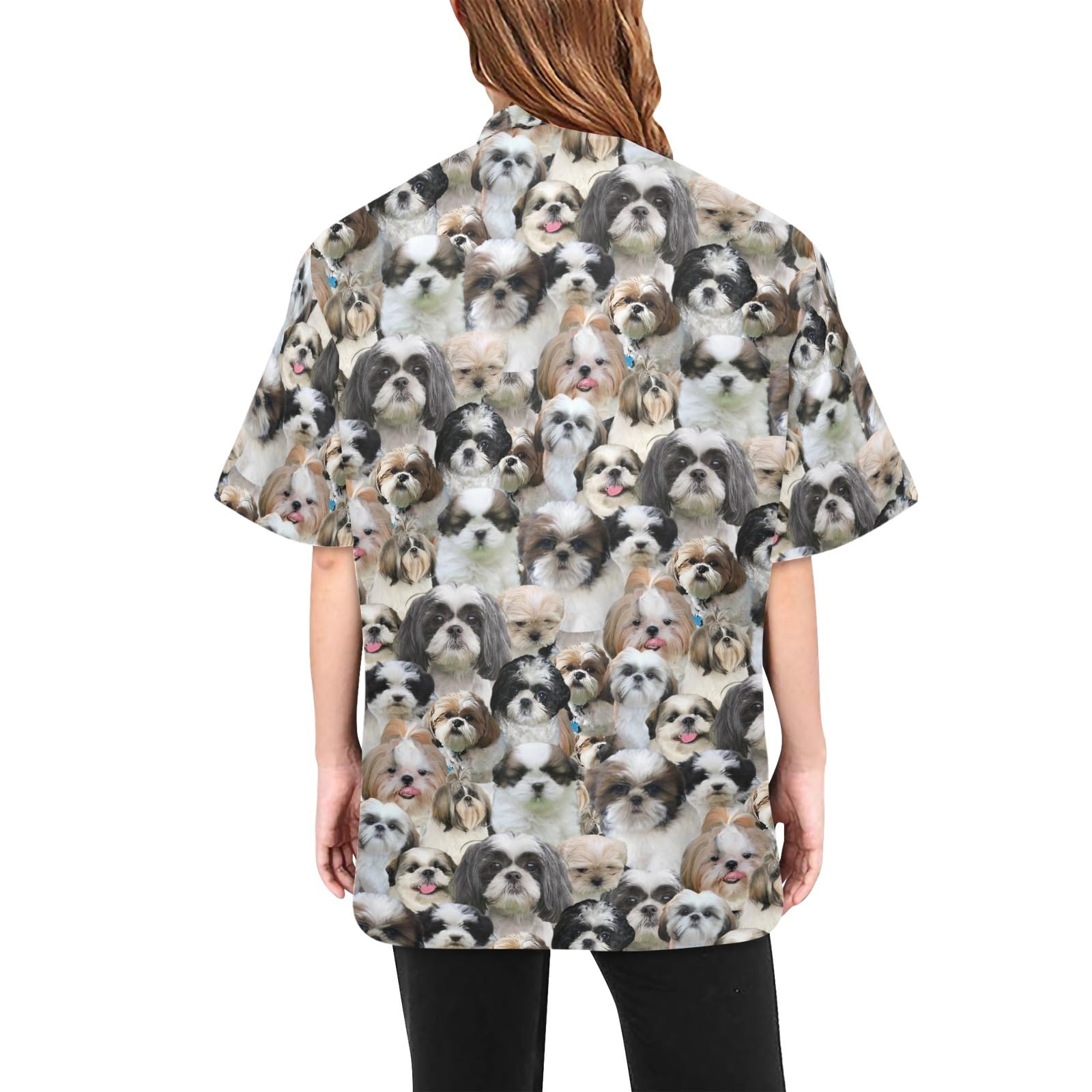 COWCUTE Pet Grooming Jacket for Shih Tzu Lover, Waterproof Dog Groomer Smock, Shih Tzu Print Pet Groomer Jacket for Women Men