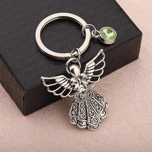 Miniatura 3 de BNQL Llavero de ángel de la guarda con piedra natal conmemorativa, regalo personalizado