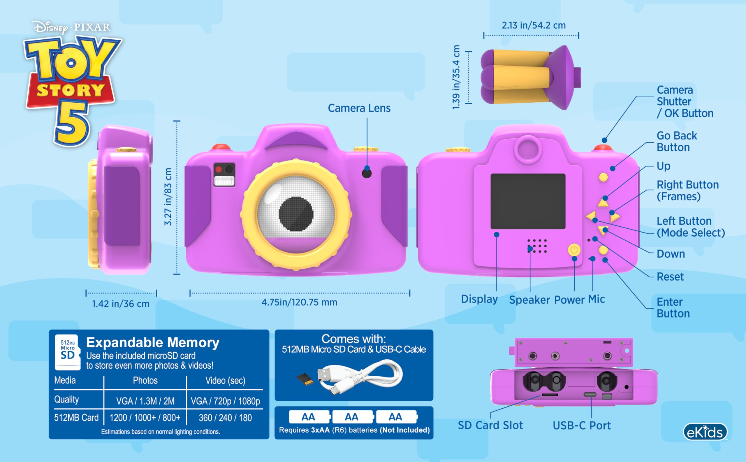 Toy Story 5 Kids Camera with SD Card and Tripod Digital Camera for Kids product thumbnail 7