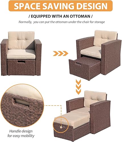 Miniatura 45 de Super Patio - Muebles de jardín, 8 piezas de muebles para exteriores - Juego de muebles modulares de mimbre con mesa de almacenamiento, cojines