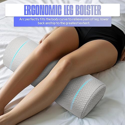 Miniatura 4 de Almohada de rodilla para dormir de espalda, almohada de apoyo debajo de las piernas para dormir de espalda, almohada de media luna para la parte
