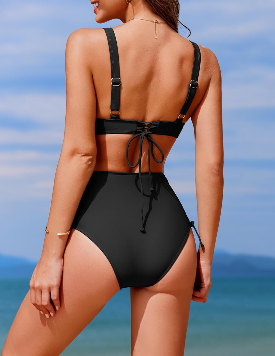 AI'MAGE Women's High Waisted Bikini Set Tummy Control 2 Piece Swimsuit for Women Push Up Twist Front Bathing Suit 2026 - Image 2