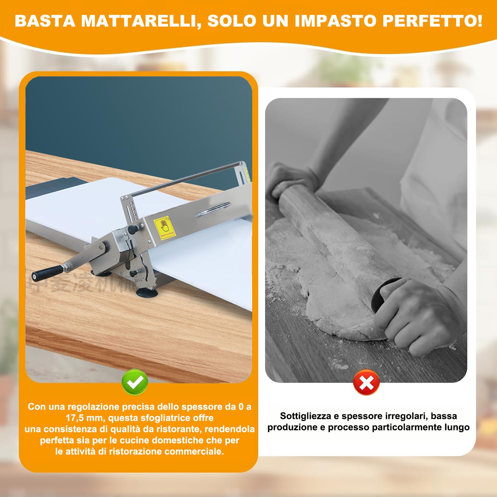 Sfogliatrice Manuale per Pasta, Sfogliatrice Pieghevole per Pasta, Pressa Automatica per Pizza Commerciale in Acciaio Inossidabile per Pane, Marzapane e Pasta Sfoglia B400