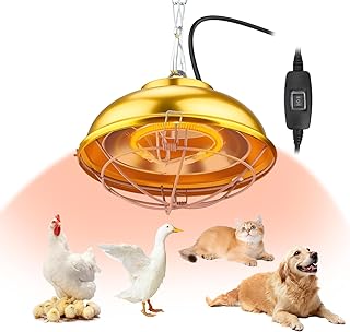 Heat Lamp for Chicken Coop, 300 Wattschicken coop heater with Adjust 2 Mode temperature &Hanging Height, Waterproof,ForIndoor & Outdoor Used, Suitable for Amphibians,Chick, Duck,Pets (300W)