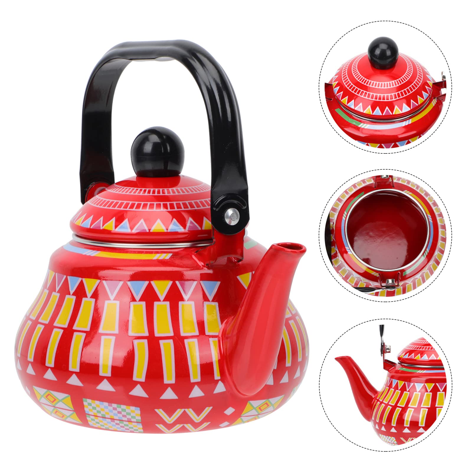 TOPBATHY Emaille Wasserkessel 1.5L Herd Kessel Mit Pfeife Edelstahl Griff Vintage Design Für Gas- Und Induktionsherd Haushalt Wasserkocher