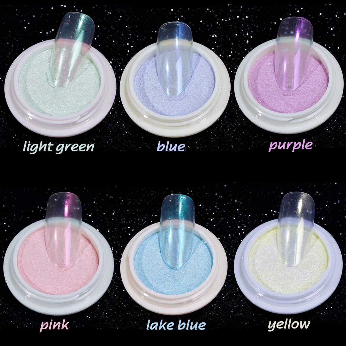 Polvere cromata per unghie, polvere per unghie a specchio, polvere al neon, polvere di aurora, polvere di titanio, decorazione per nail art con spazzole in spugna per unghie (polvere Aurora)