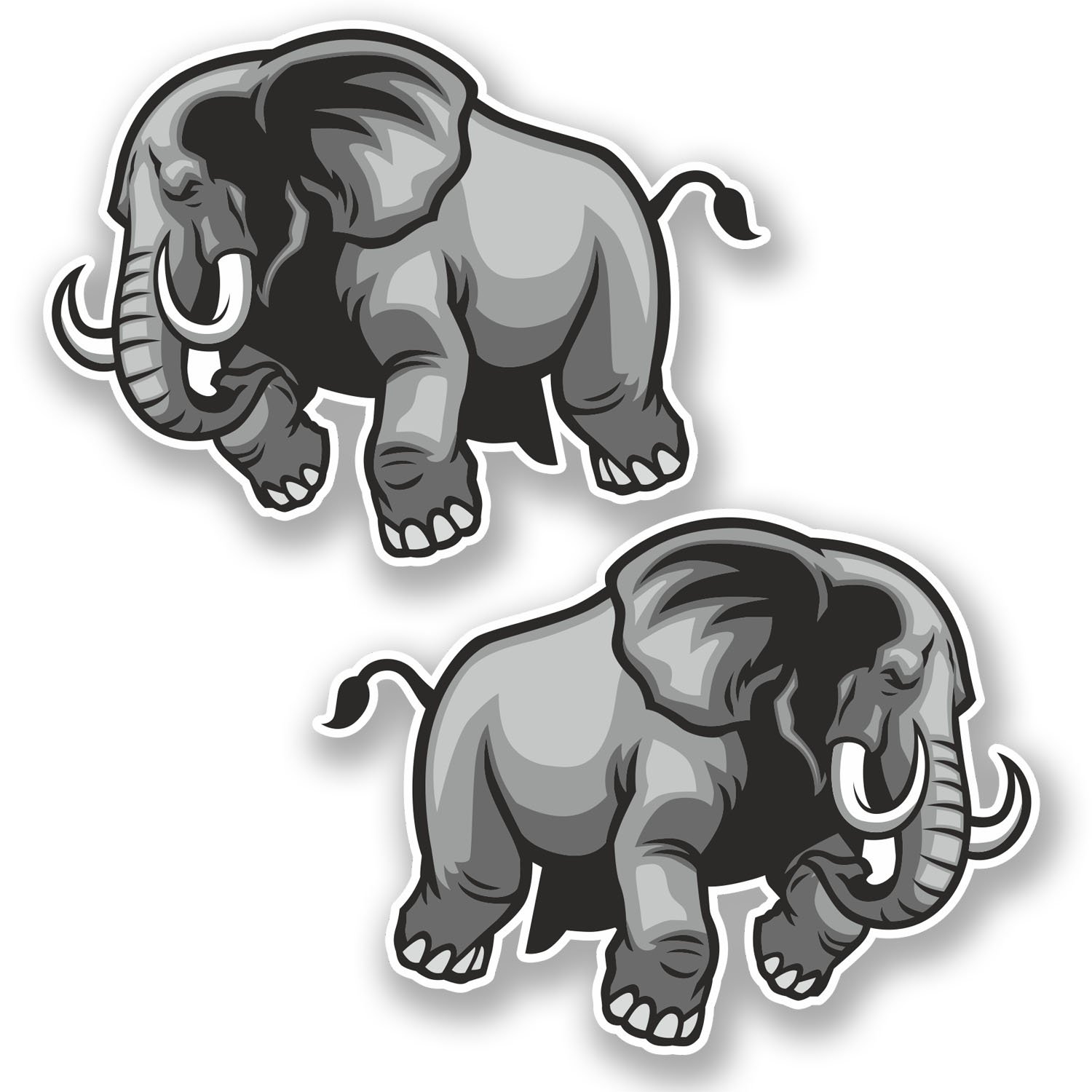 Destinationvinyl Multi 2 X Elephant Vinyl Sticker Bike Laptop Helmet Car Bike Fun Gift Animal #5606 (10Cm Wide X 7.5Cm Tall)